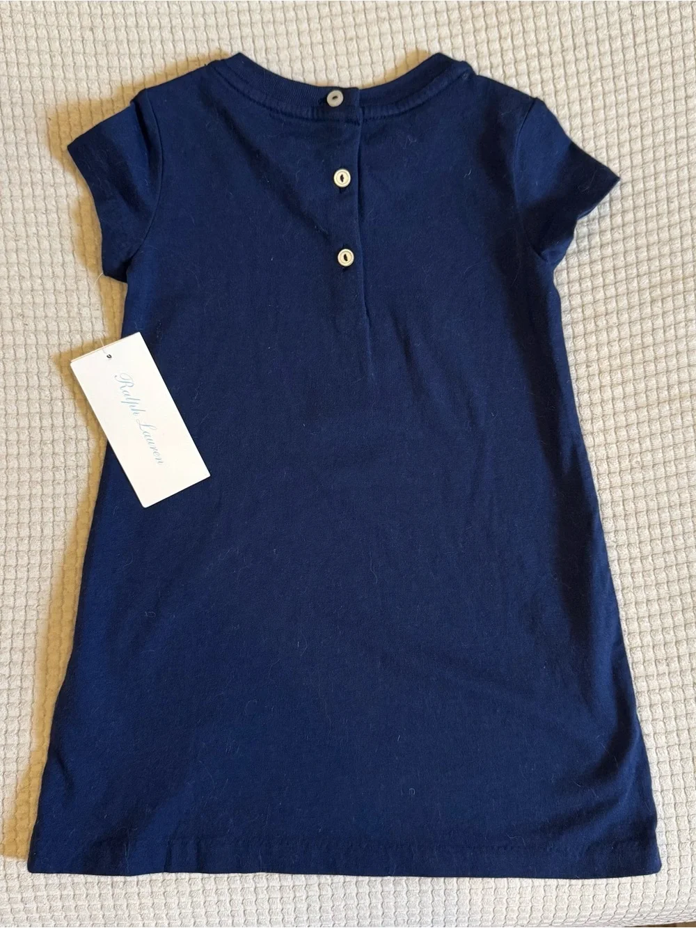 Ralph Lauren Baby Girls' Navy Polo Bear Tee Dress, 12 Months